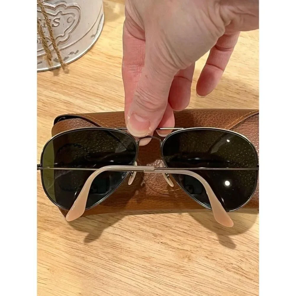 Ray ban large‎ rose gold metal aviator Sunglasses with case